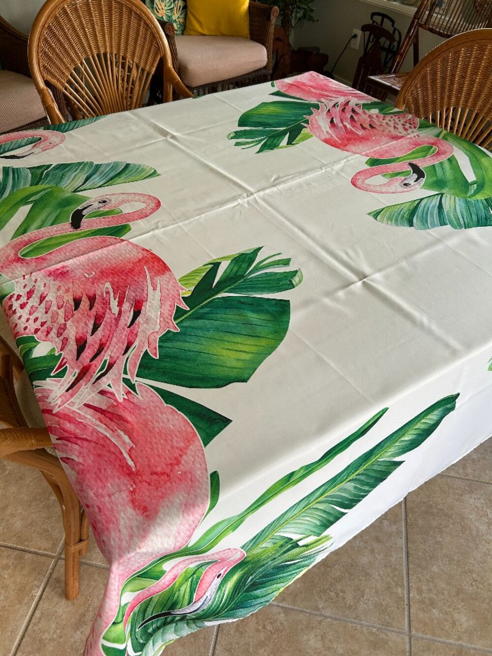 Big Bold Flamingo Summer Tropical Party Theme Tablecloth 60" x 84"